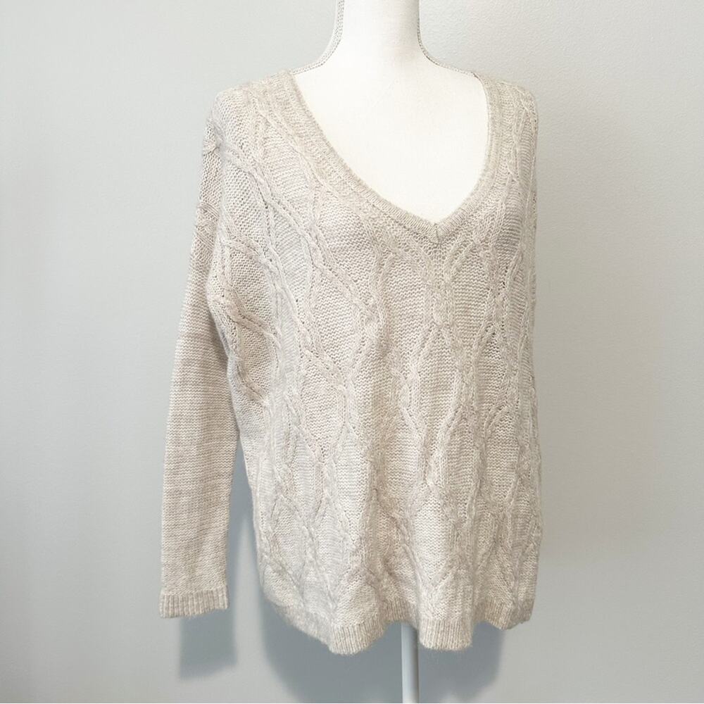 Express tan knit sweater wool acrylic v neck size medium - Picture 4 of 7